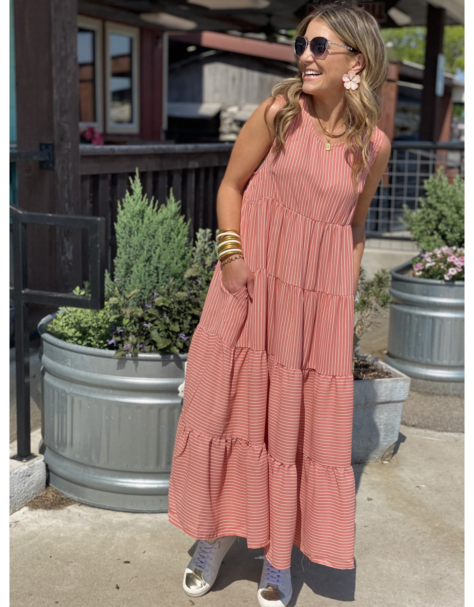 bohemian style pale coral dress