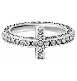 Brighton Silver Starry Night Cross Ring - 7