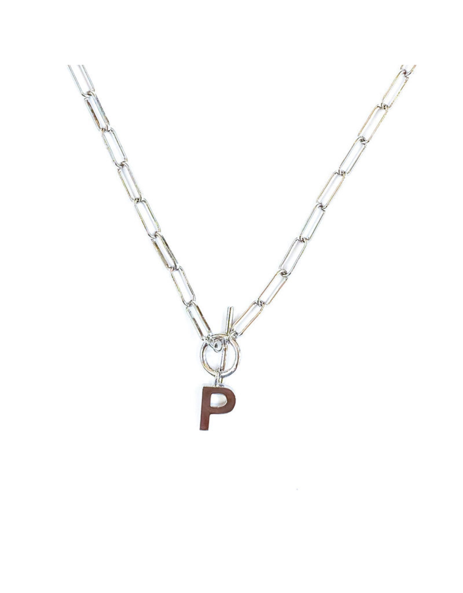 Natalie Wood Initial Toggle Necklace Silver