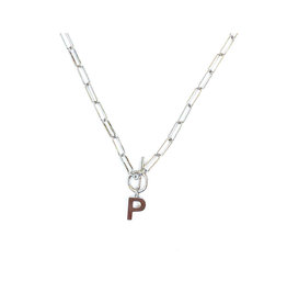 Natalie Wood Toggle Initial Necklace Silver