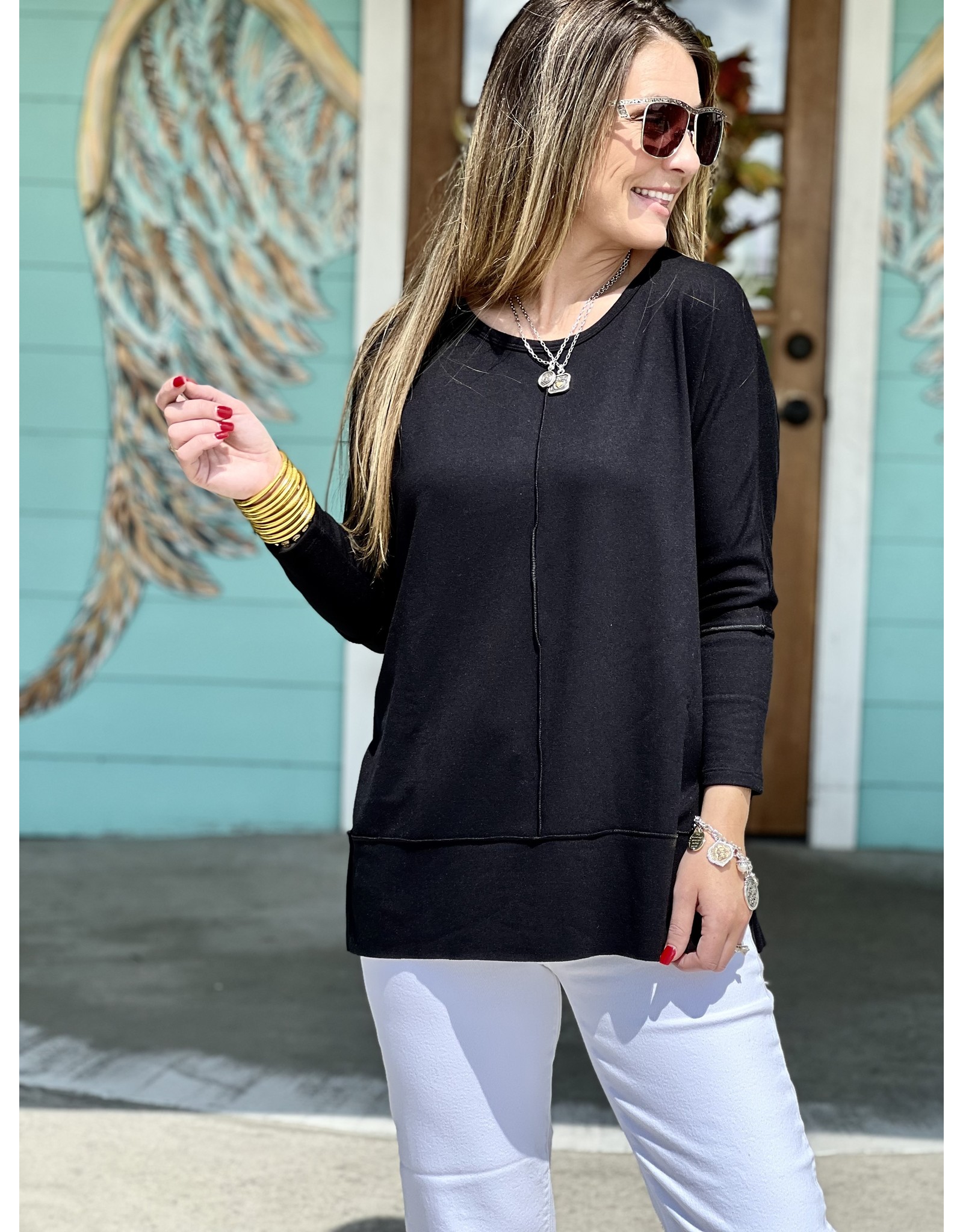 SPANX Perfect Length Top-Dolman 3/4 Sleeve In Black