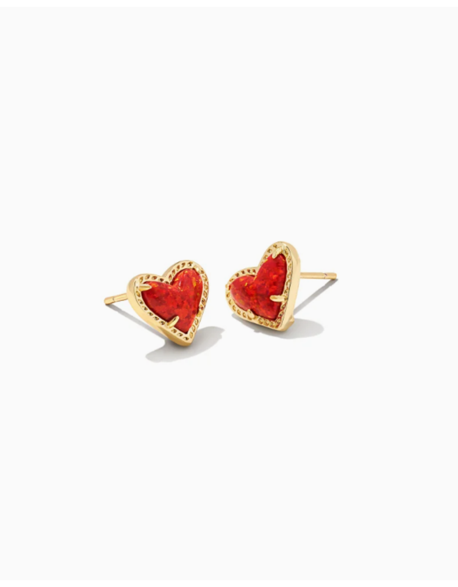 Kendra Scott Ari Heart Stud Earring Gold Red Kyocera Opal