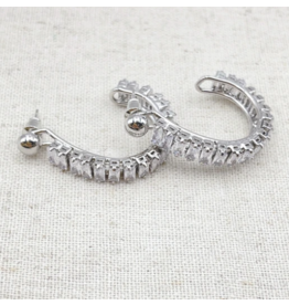 Treasure Jewels Sarah Silver Crystal Hoop Earrings