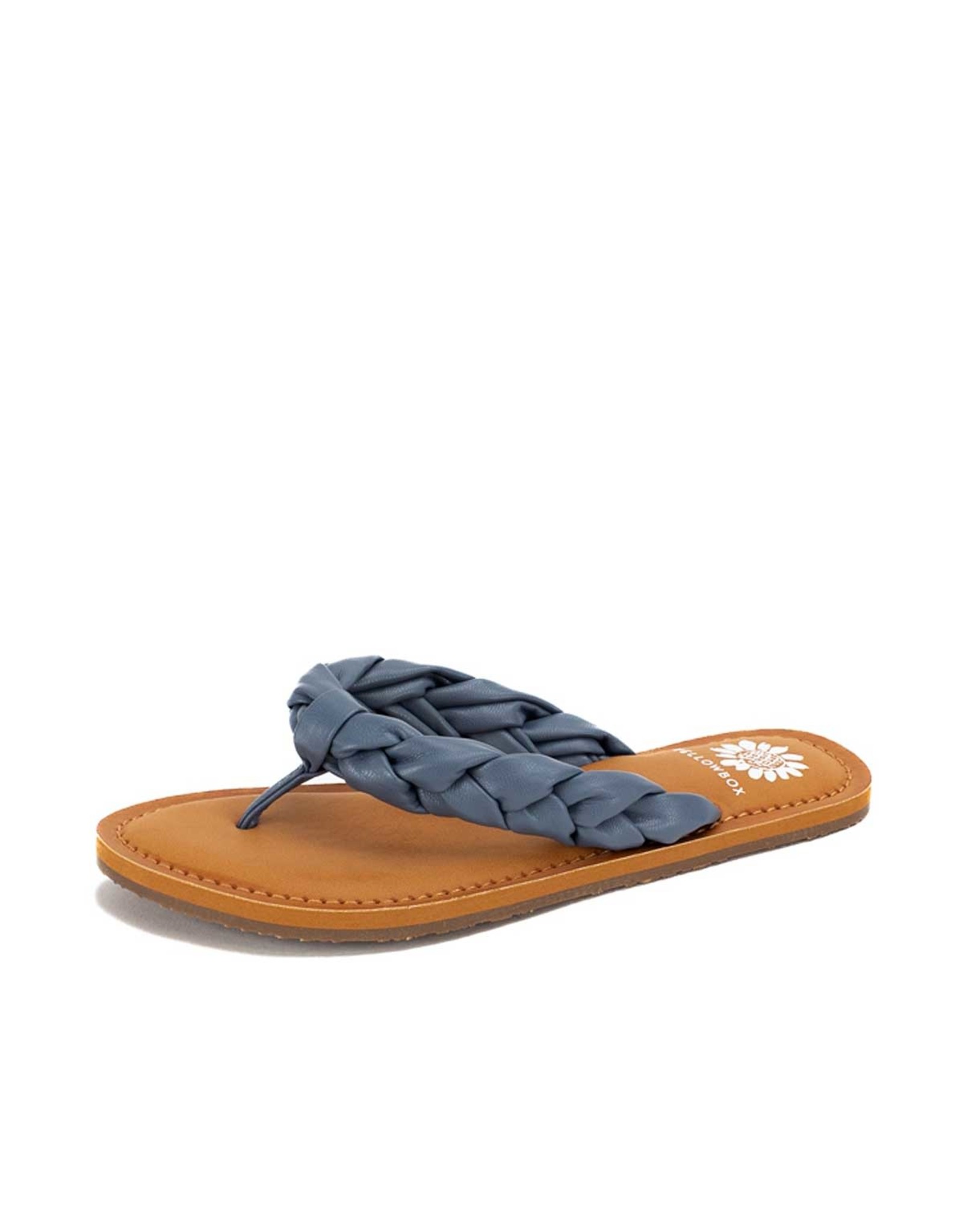 yellow box orange flip flops