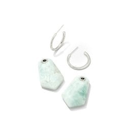 Kendra Scott Ashlyn Statement Huggie Earring Silver Teal Quartzite