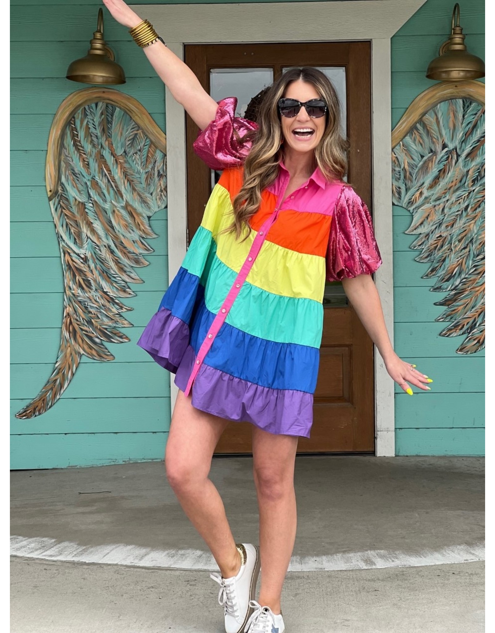 Queen of Sparkles Sequin Rainbow Dress - Rhinestone Angel