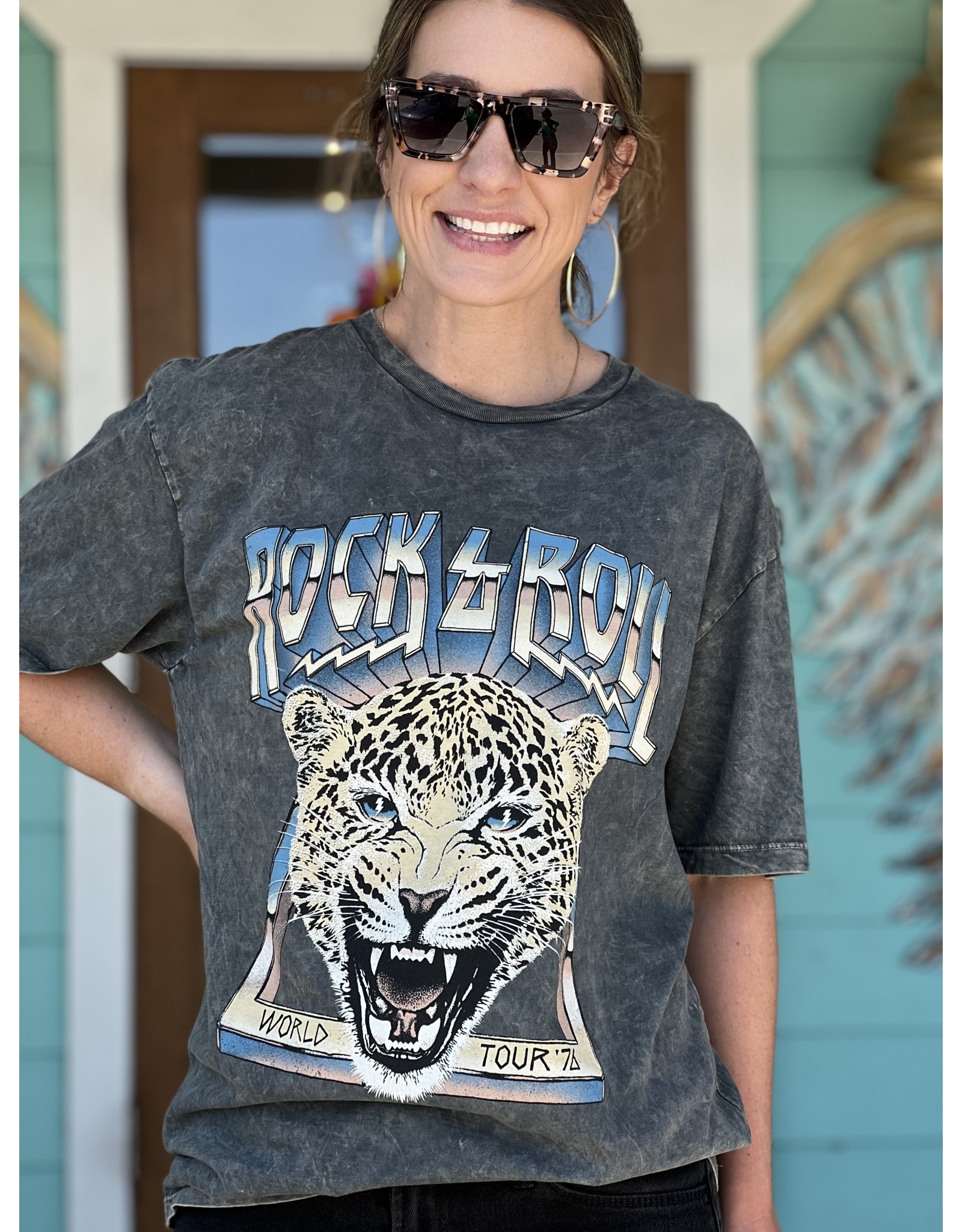 Stone Grey Rock \u0026 Roll 76 Graphic Tee 