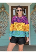 Queen of Sparkles Tri Color Zebra Sweatshirt