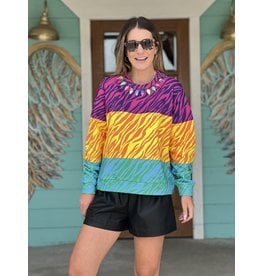 Queen of Sparkles Tri Color Zebra Sweatshirt