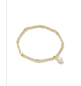 Kendra Scott Lindsay Stretch Bracelet Gold White Pearl