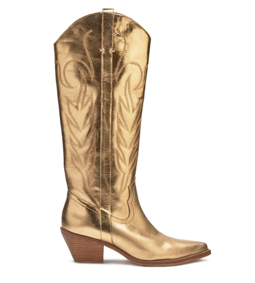 Matisse Agency Gold Metallic Tall Boots - Rhinestone Angel