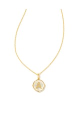 Kendra Scott Letter Disc Necklace Gold Irr Abalone