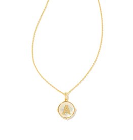 Kendra Scott Letter Disc Necklace Gold Irr Abalone