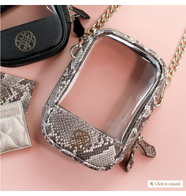 Natalie Wood Grace Clear Snakeskin Crossbody