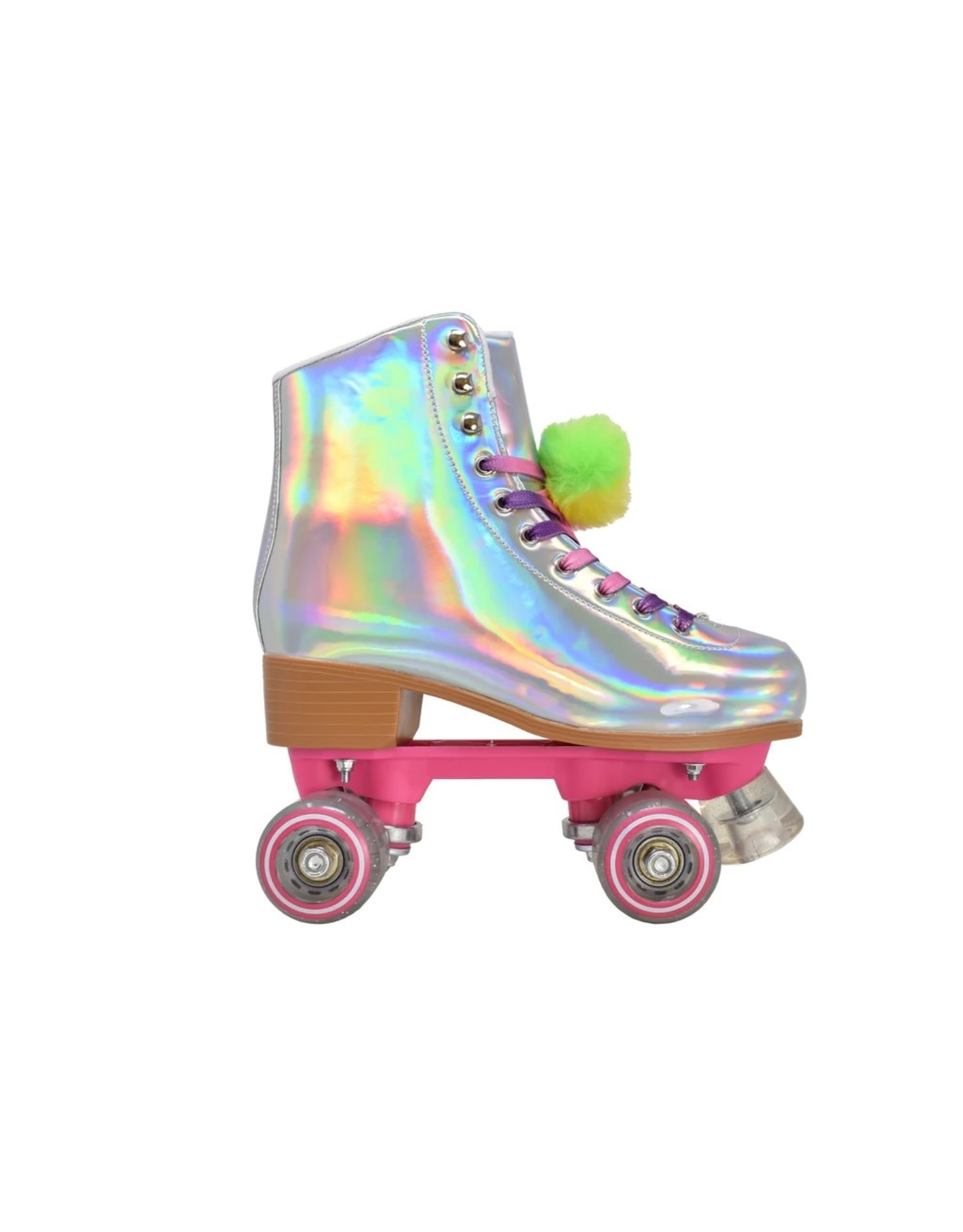 yoki shoes Lucky Roller Skates Iridescent w/Pom Poms