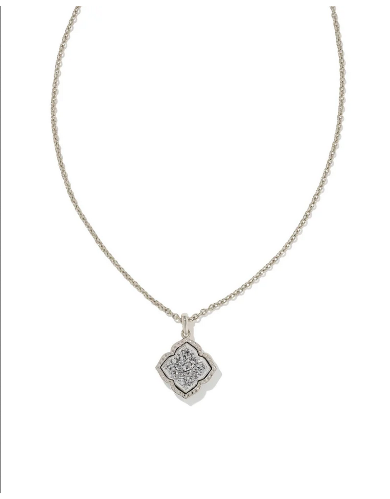 Kendra Scott Pendant Necklace, Silver Tone Elisa in Platinum Drusy | REEDS  Jewelers