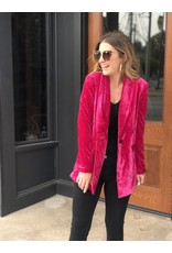 Magenta Pink Velvet Blazer