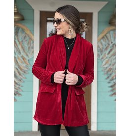 Ruby Red Velvet Tailored Blazer