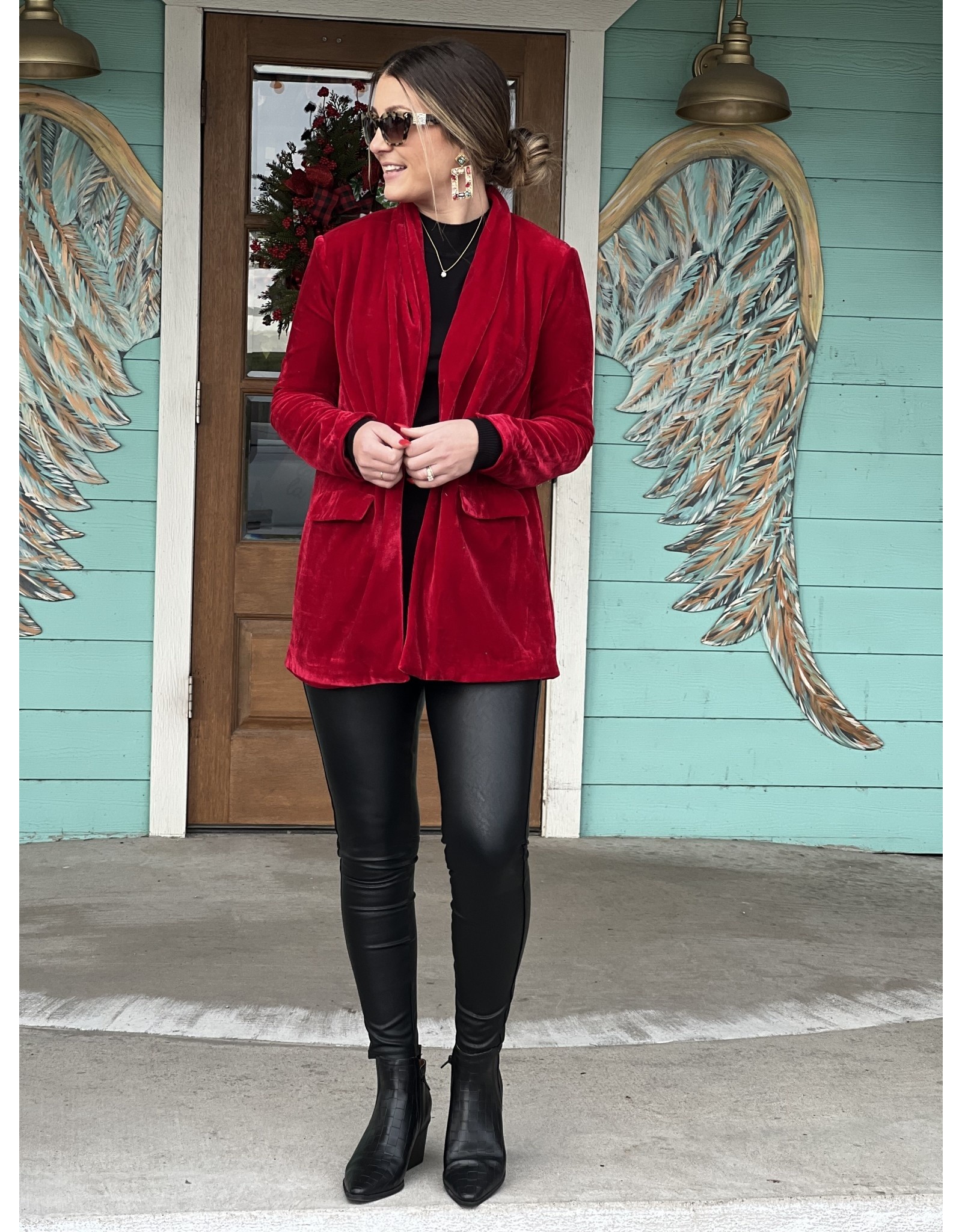 Ruby Red Velvet Tailored Blazer