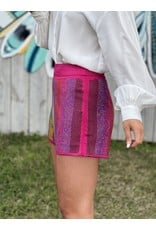 Magenta Full Rhinestone Stripe Shorts