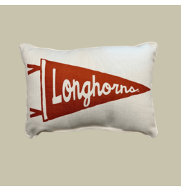 little birdie Longhorns Pennant Pillow - Natural Piping