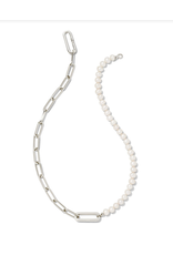 Kendra Scott Ashton Half Chain Necklace Silver Pearl