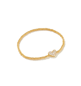 Kendra Scott Ari Pave Crystal Heart Stretch Bracelet - Gold