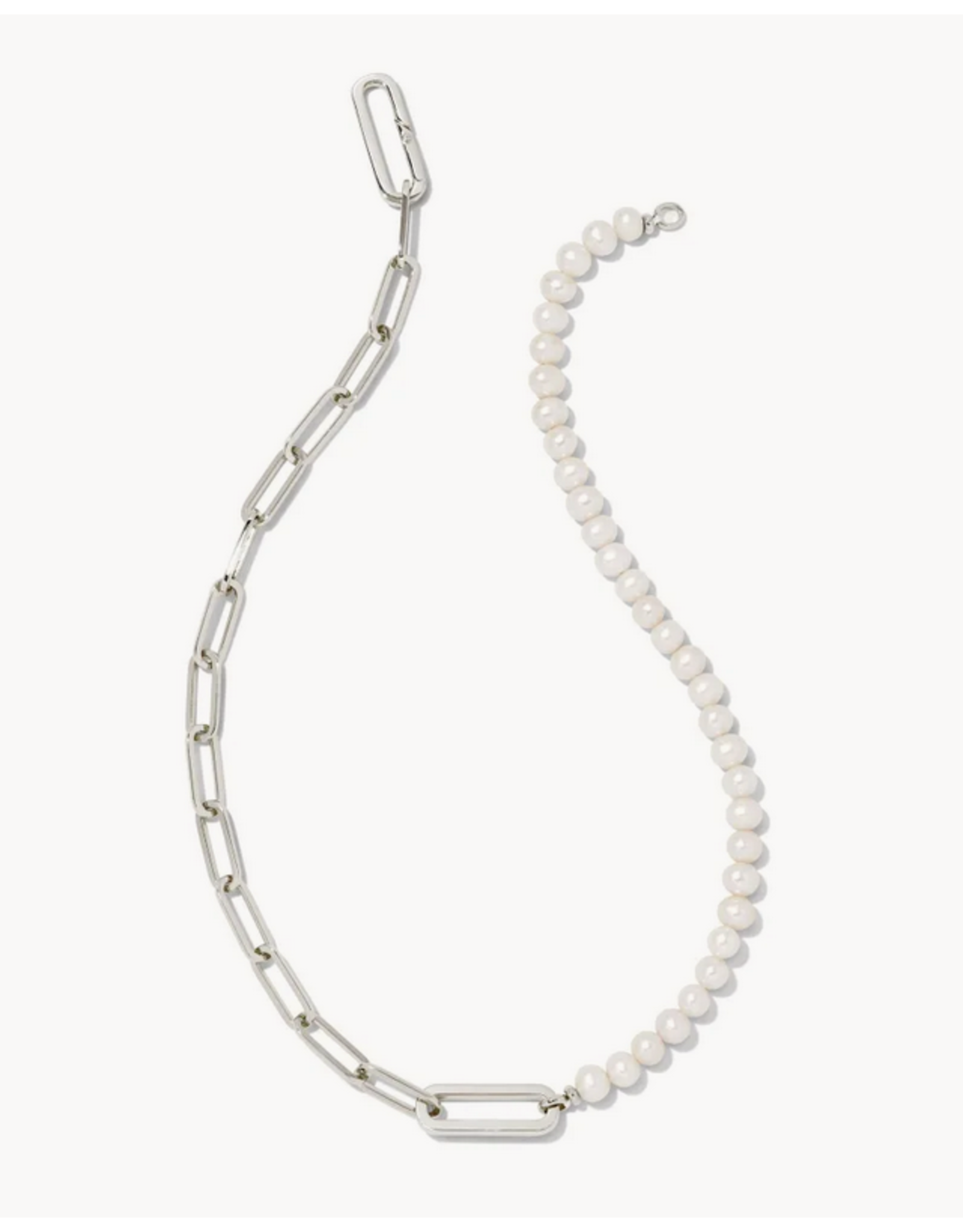 Kendra Scott Ashton Half Chain Necklace Silver Pearl