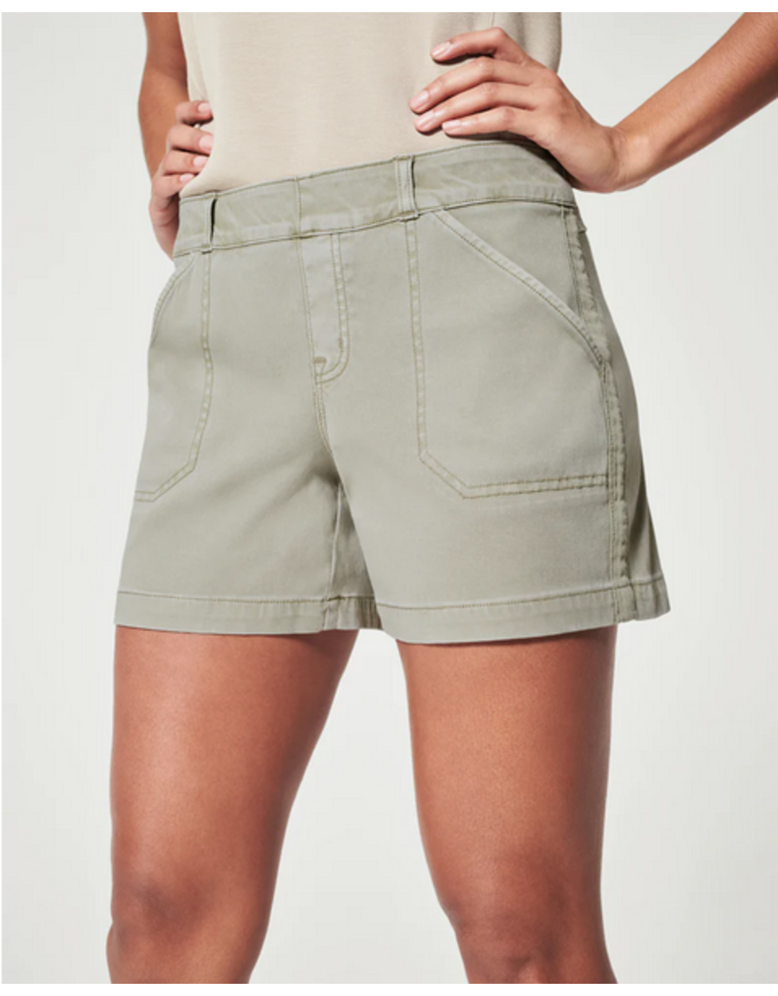 Spanx 4-inch Stretch Twill Shorts In Brown