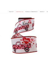 2.5in x 10 yds Heart Love Truck Ribbon