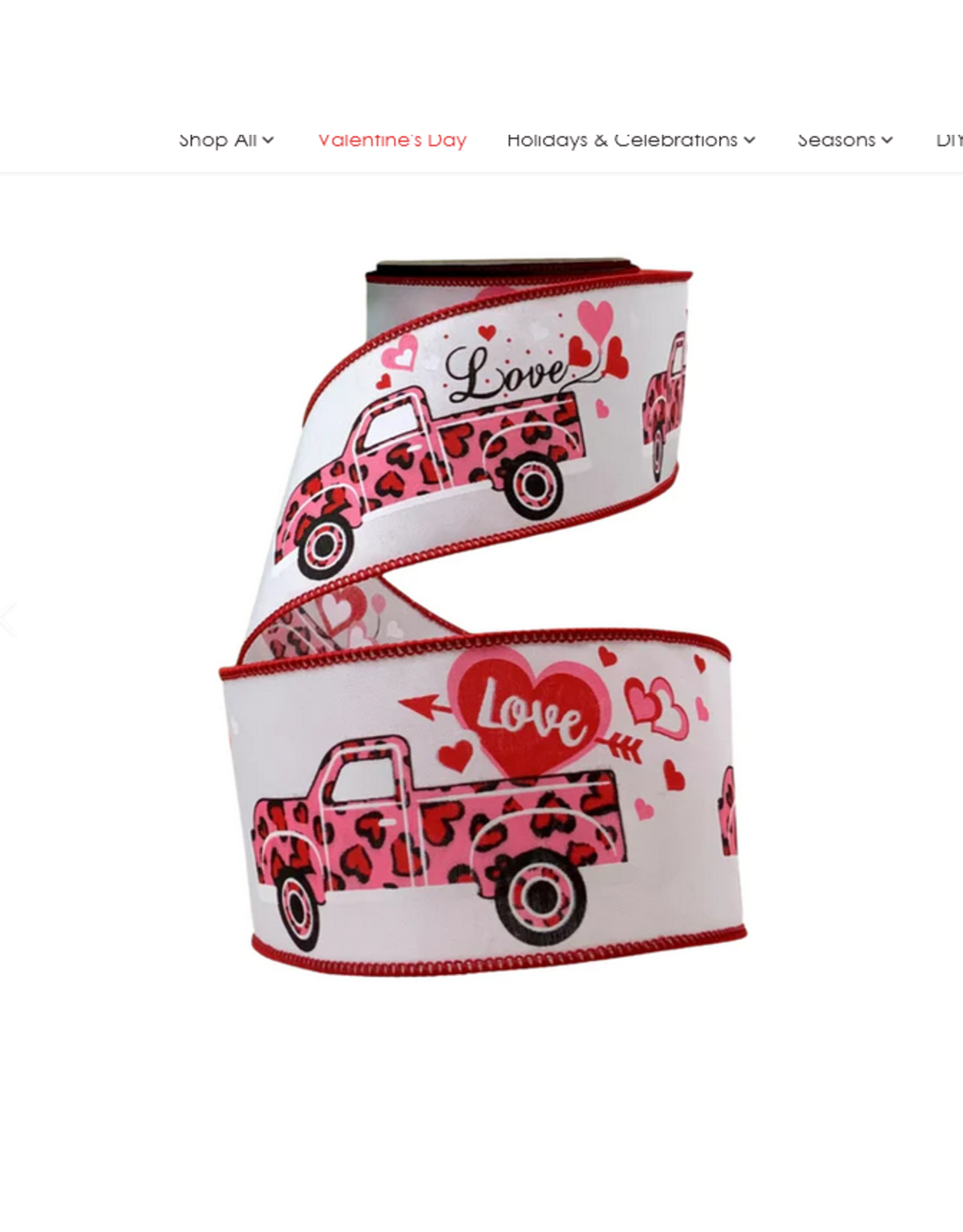 2.5in x 10 yds Heart Love Truck Ribbon