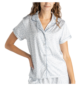 Hello Mello Feline Sleepy Satin PJ Top