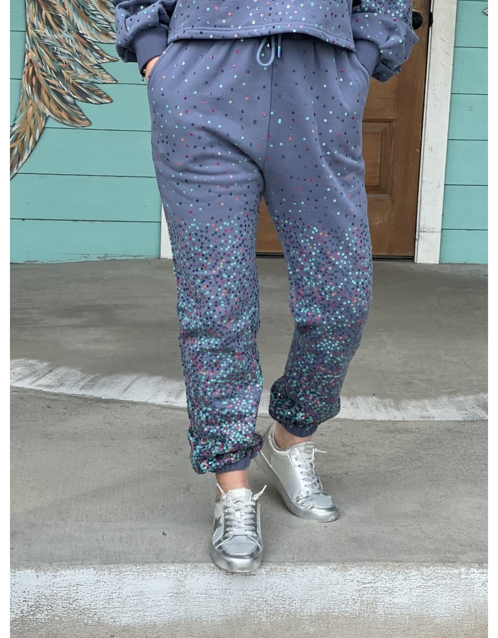 Queen of Sparkles Grey Scattered Sequin Jogger