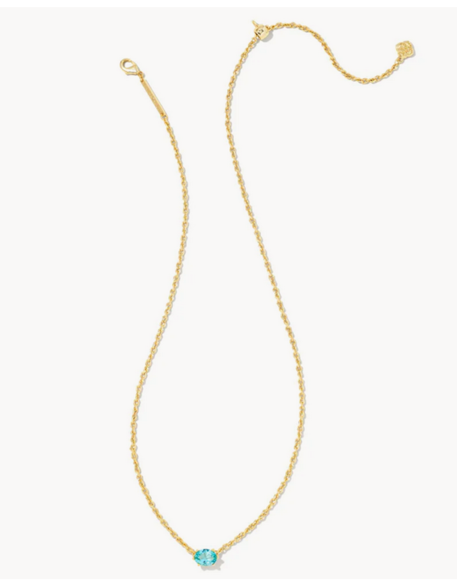 Kendra Scott Cailin Necklace Aqua Crystal on Gold (MARCH)