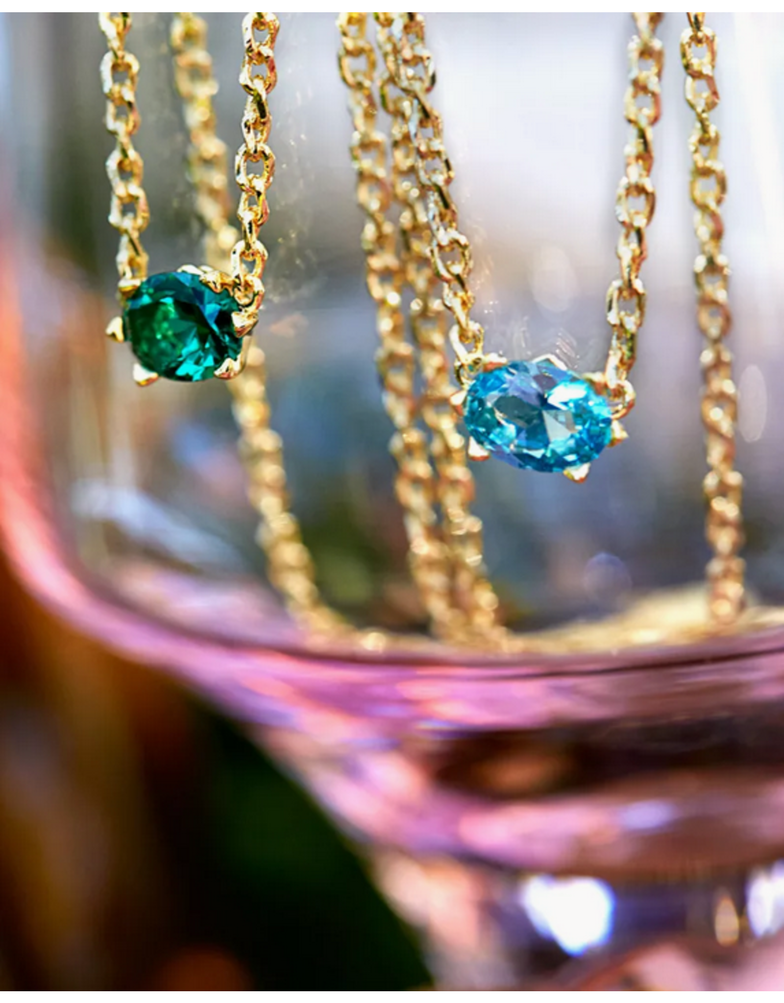 Kendra Scott Cailin Necklace Aqua Crystal on Gold (MARCH)