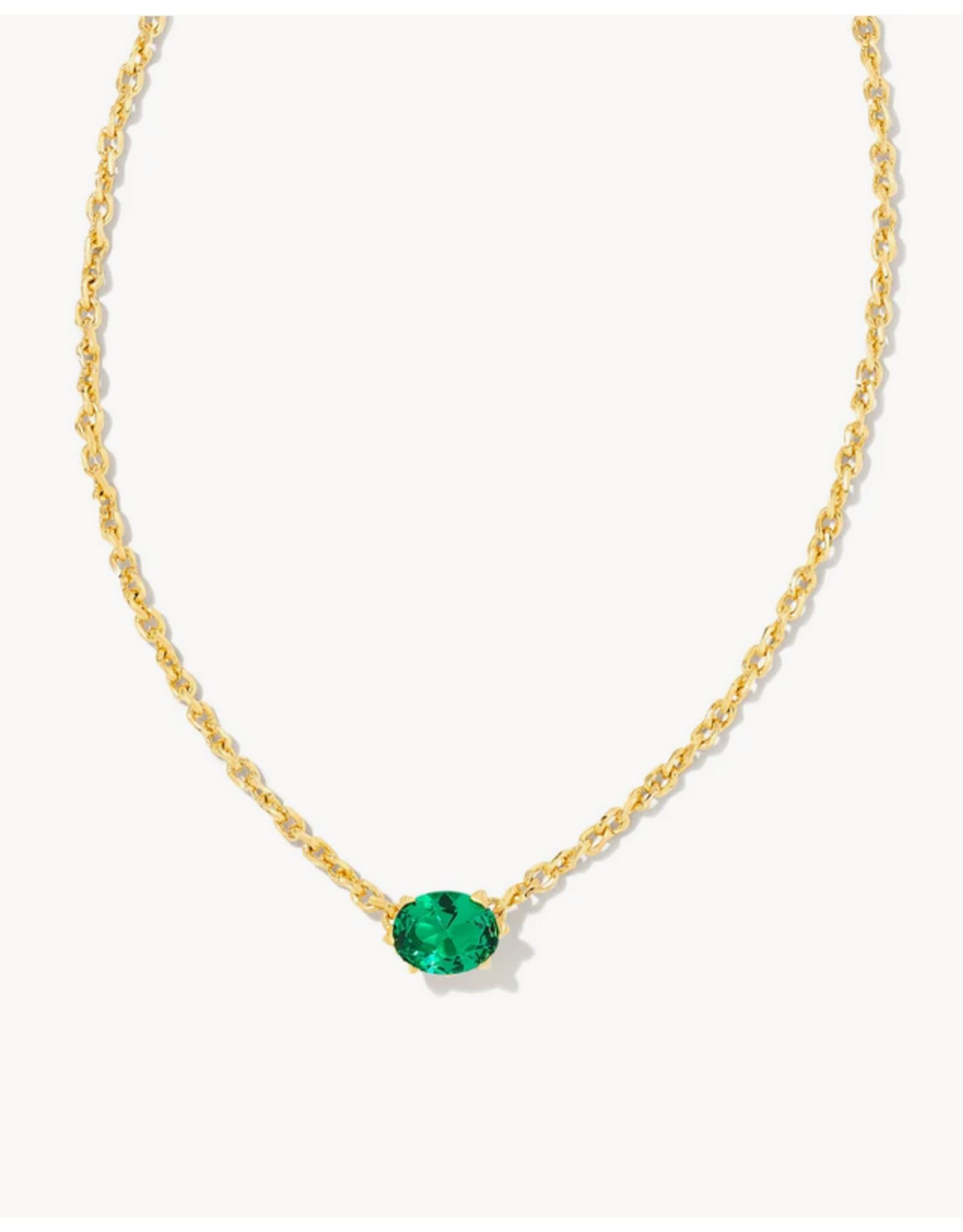Kendra Scott Cailin Necklace Green Crystal on Gold (MAY)