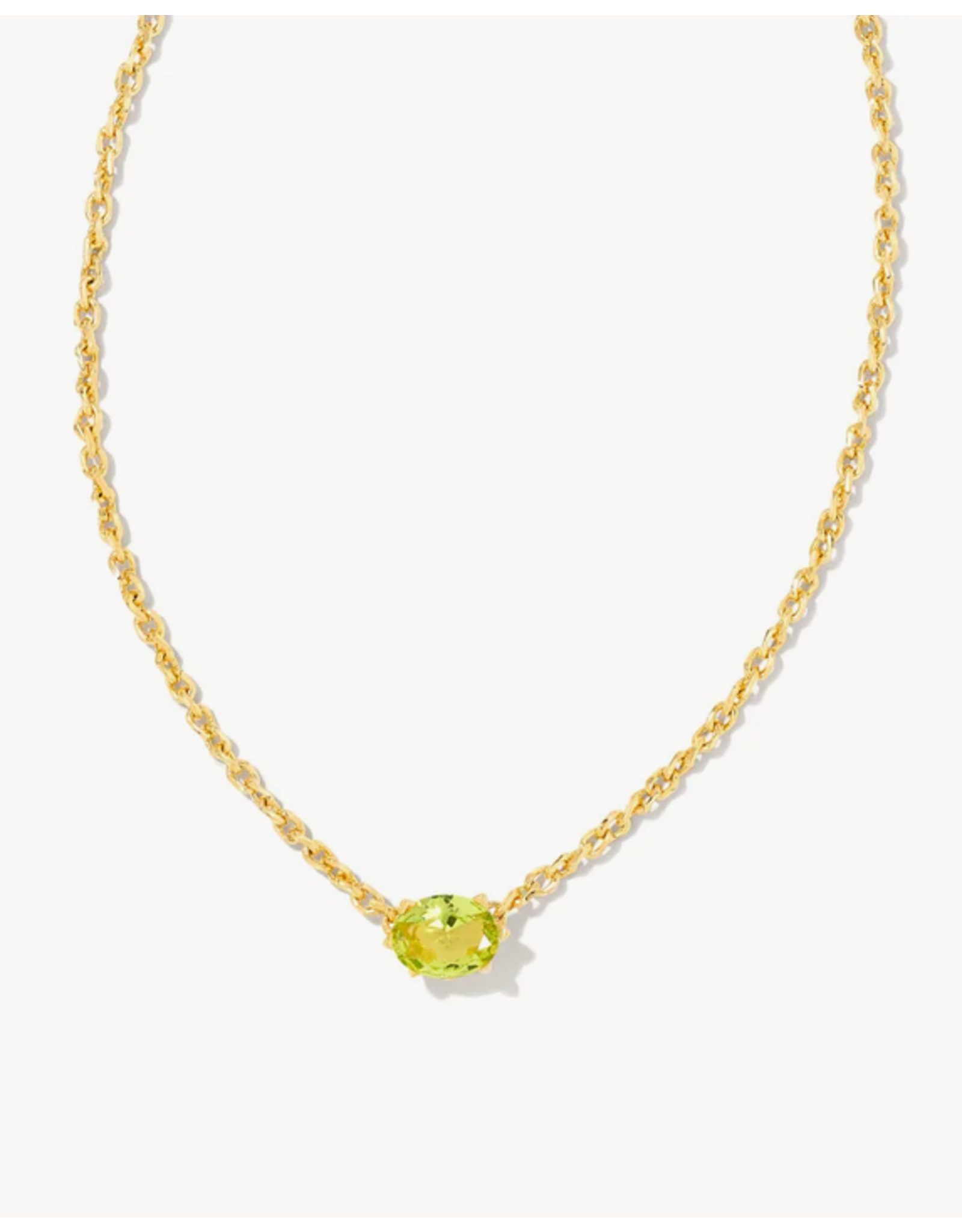 Kendra Scott Cailin Necklace Peridot Crystal on Gold (AUG.)
