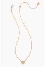 Kendra Scott Ari Gold Pave Crystal Heart Necklace in White Crystal