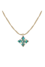 Natalie Wood Cross Drop Necklace Abalone