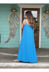 Vivid Blue Pleated Maxi Dress