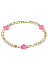 enewton Signature Cross Gold Pattern 3mm Bead Bracelet - Bright Pink
