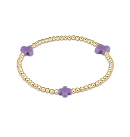 enewton Signature Cross Gold Pattern 3mm Bead Bracelet - Purple