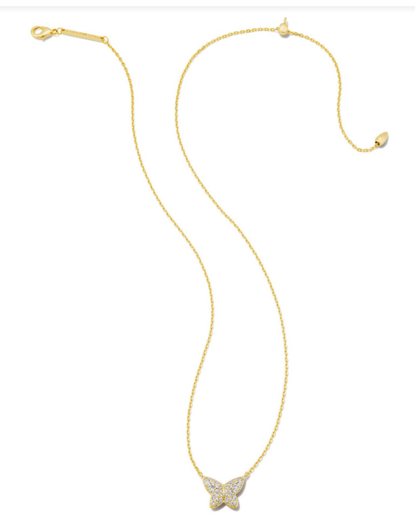 Lillia Crystal Butterfly Gold Strand Necklace in White Crystal