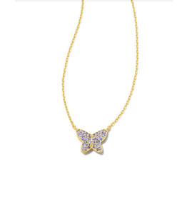 Lillia Crystal Butterfly Gold Strand Necklace in White Crystal