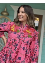 Hot Pink Floral Embroidered Loretta Top
