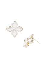 Natalie Wood Mini Enamel Cross Stud Earring White Gold