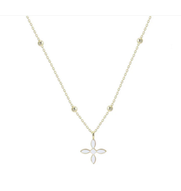 Natalie Wood Enamel Cross Drop Necklace White Gold