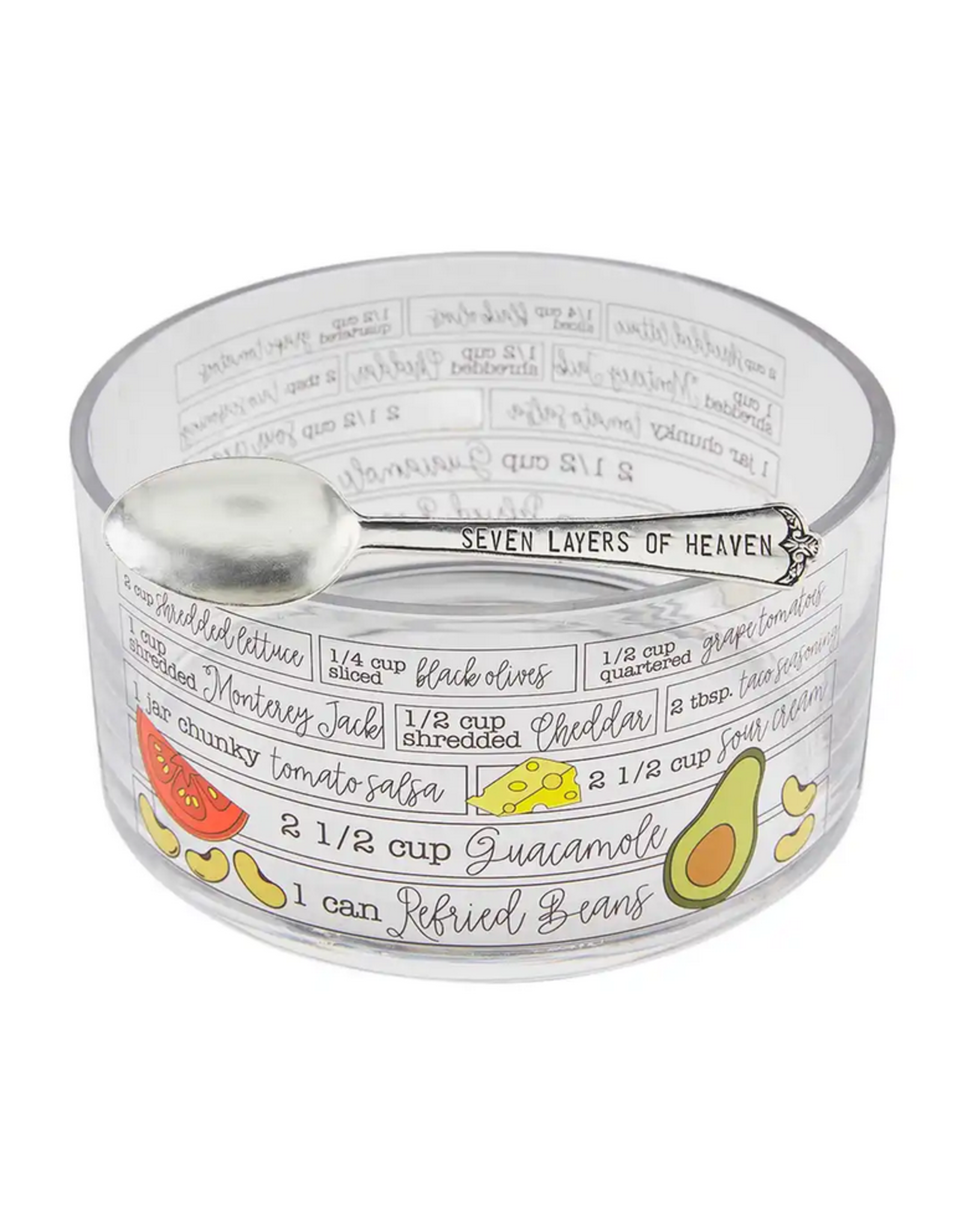 Glass 7 Layer Dip Bowl Set Rhinestone Angel