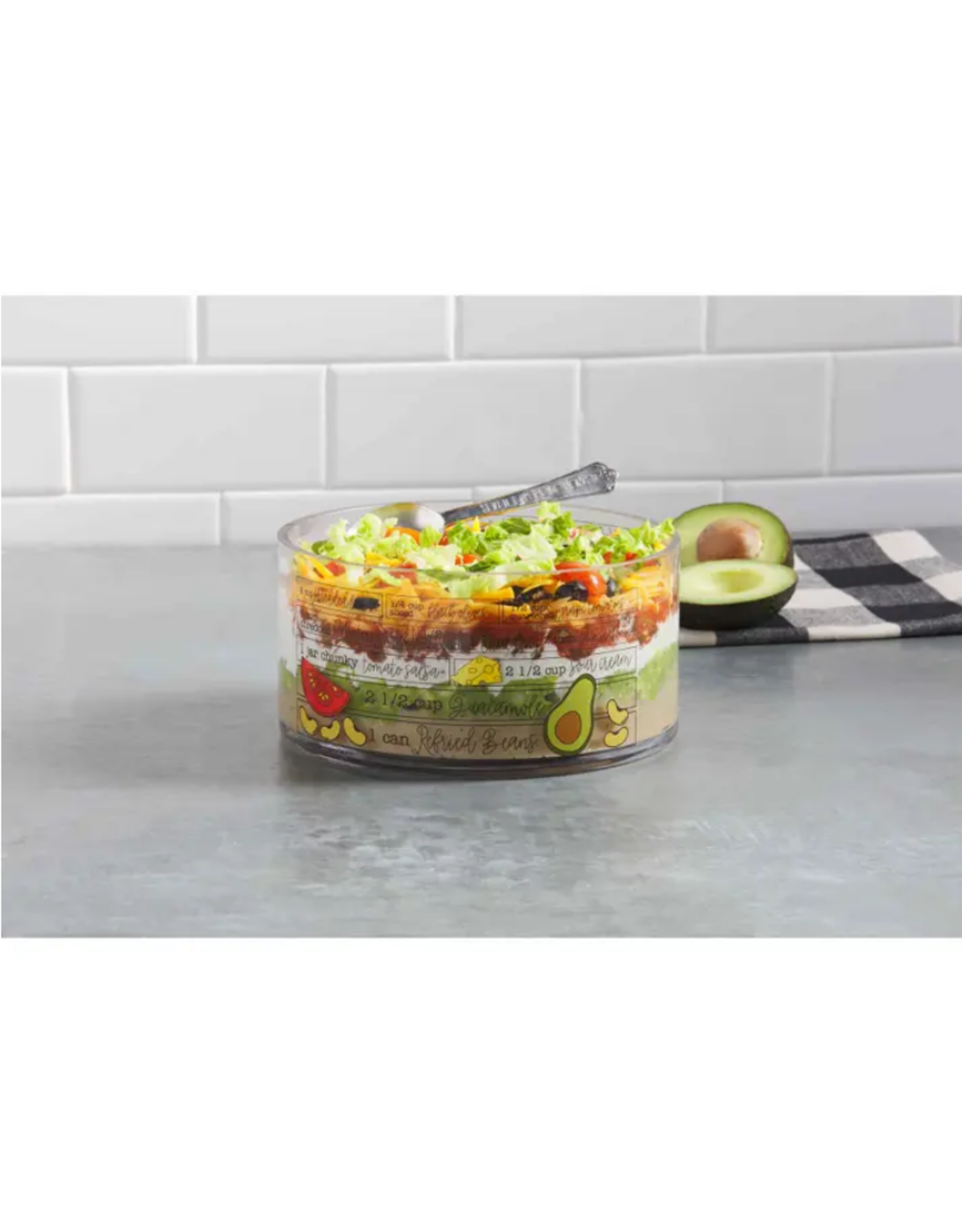 Glass 7 Layer Dip Bowl Set Rhinestone Angel