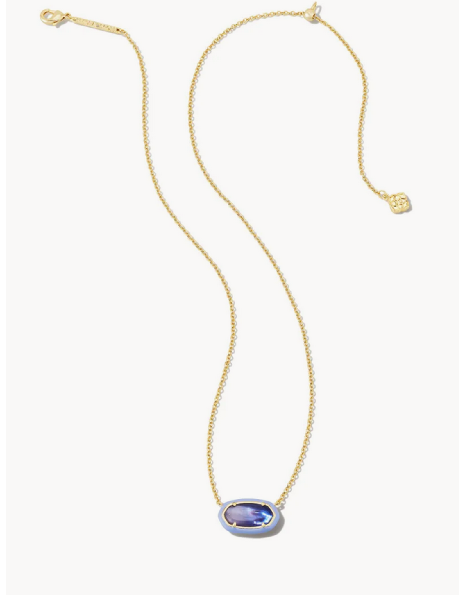 Kendra Scott Elisa Enamel Frame Dark Lavender Gold Necklace